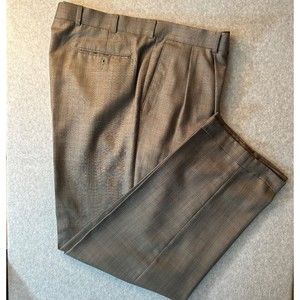 Boca Classics Mens Cuffed Slacks Pants Sz W42/L32 Cuffed Dark Grey Window Check